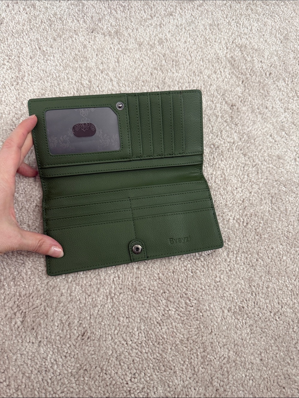 Green Leather Zip Wallet - Picture 3 of 3